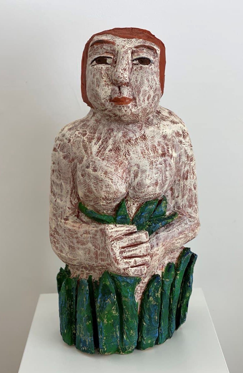 Annerose Riedl, Blue Grass II, h 55 cm, Wood sculpture, 2021