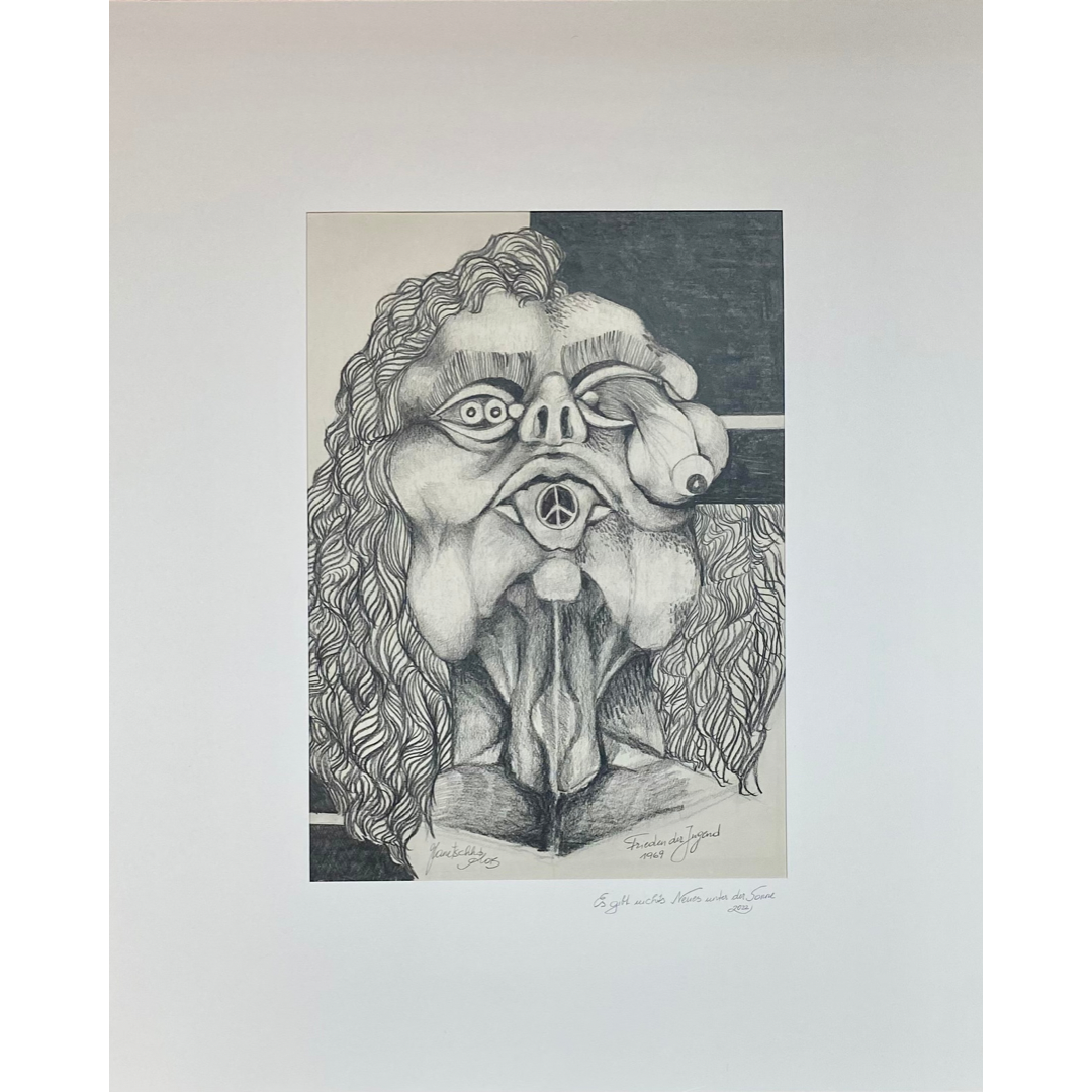 Alois Janetschko, Frieden der Jugend 1969, 64,5x54,5 cm, Bleistift auf Papier, 1969
