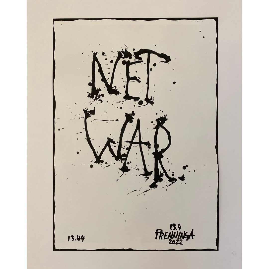 Marco Prenninger, Net War, 42x29,7 cm, Tinte auf Papier, 2022