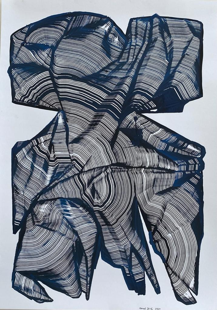 Manuel Skirl, Grenzstein, 70x50cm, Acrylic and marker on paper, 2021