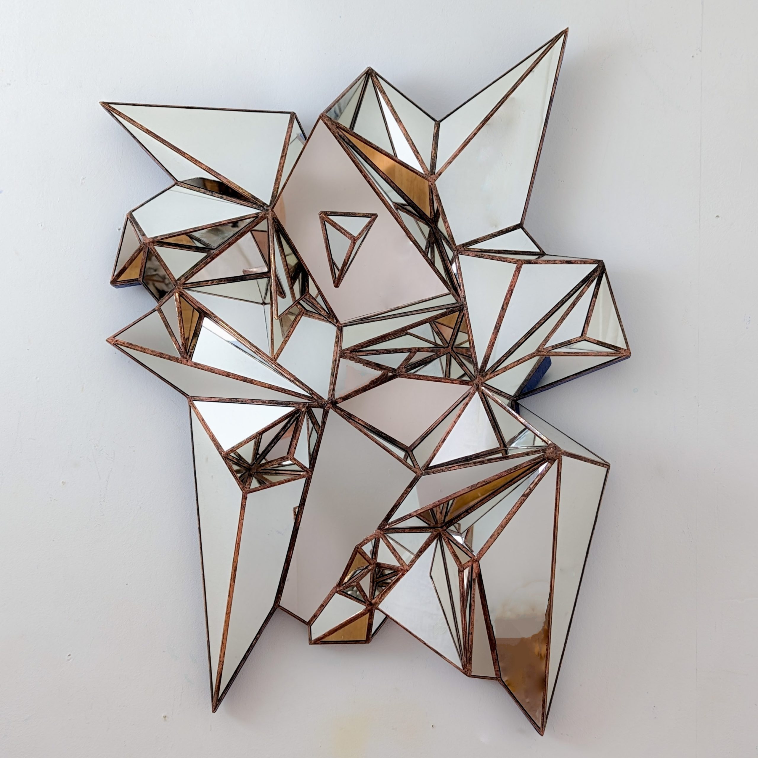 Tegmo, Aphétia, 76x65cm, Mirror, copper and tin, 2023