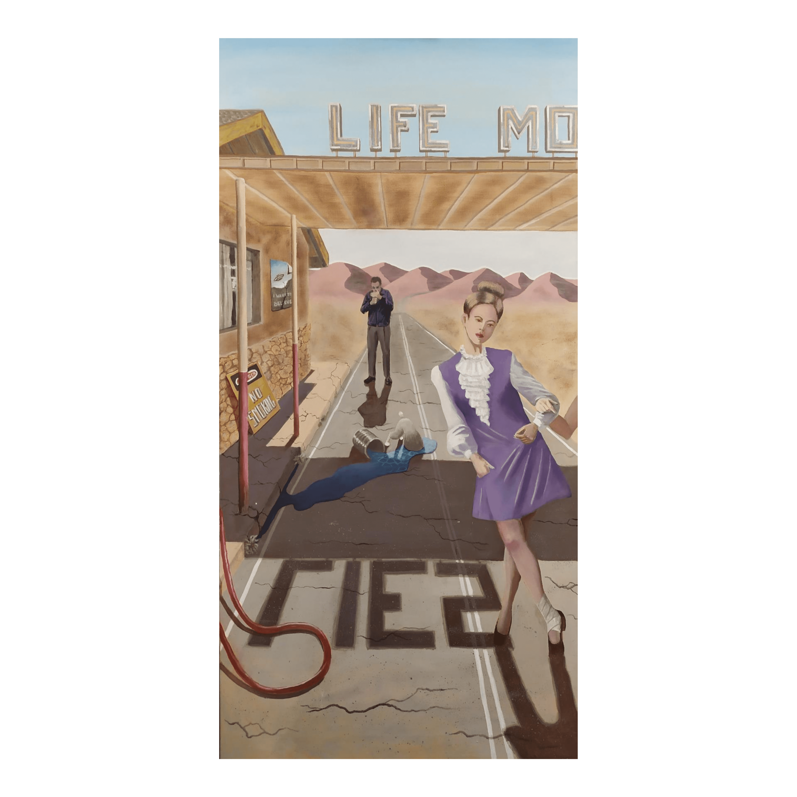 Céline Achour, Life Motel, 100x50 cm, Acrylic on canvas, 2022
