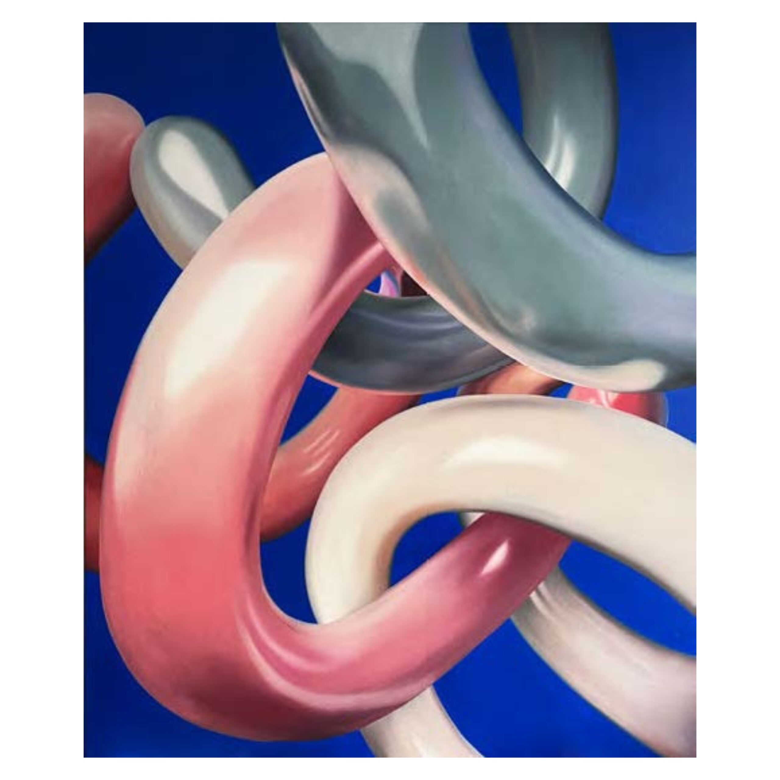 Ju Schnee, Dreamy Threesome, 180x150cm, Oil on canvas + AR, 2023