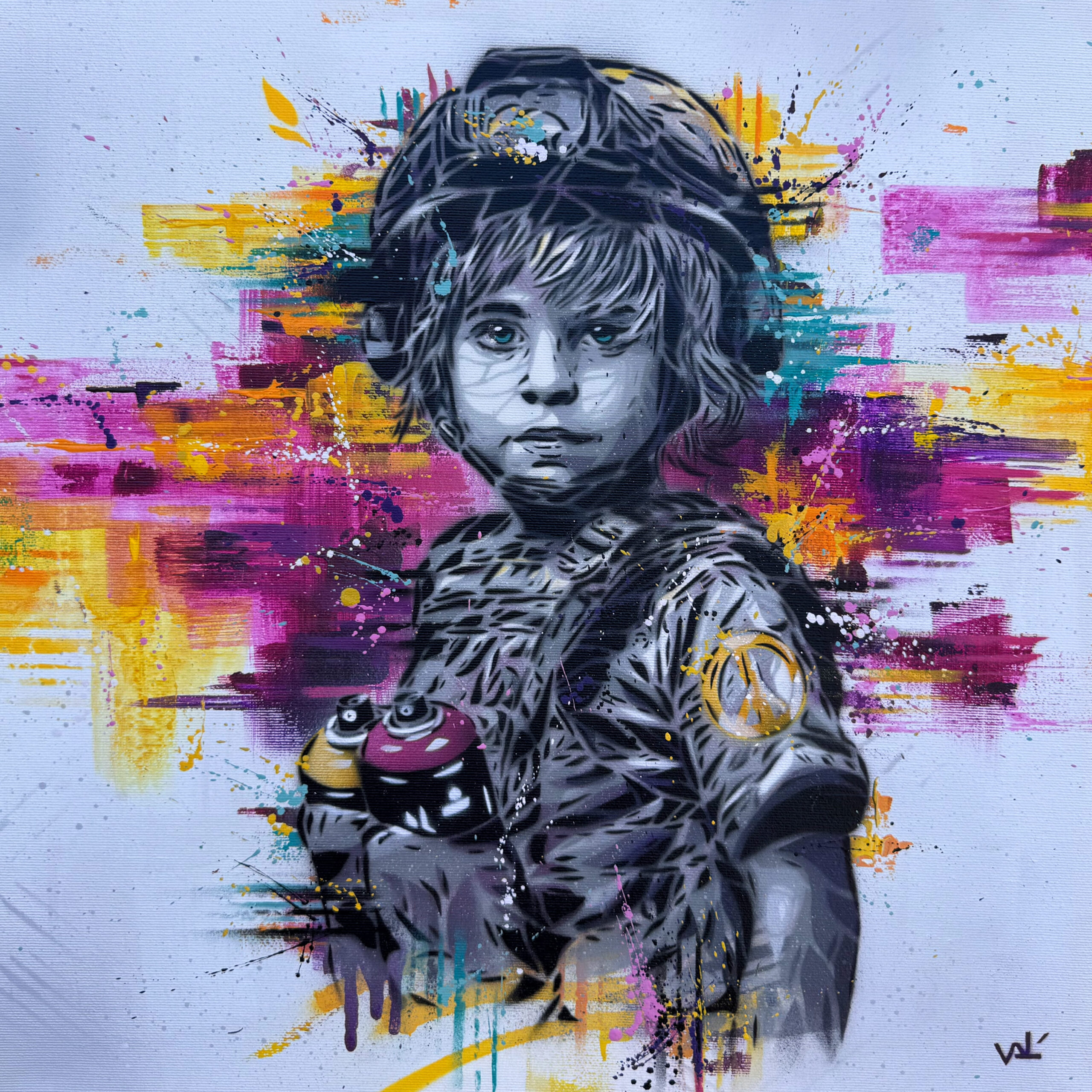 Valé, Soldat de la Couleur 1, 50x50 cm, Acrylic and spraypaint on canvas, 2026